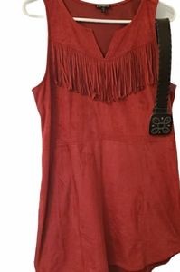 Express A line dress red casual look.